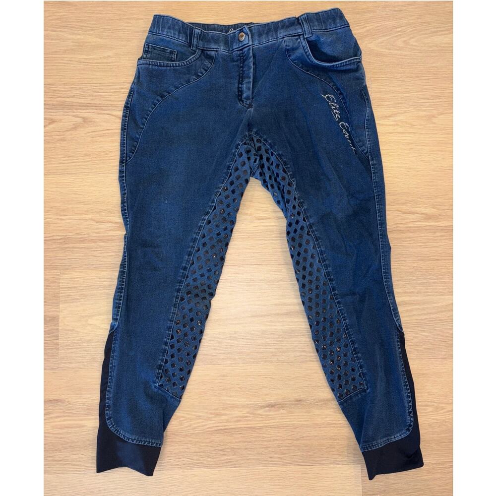 Lauria Garrelli HKM Elite Equestrian blue jean riding pants/breeches womens M